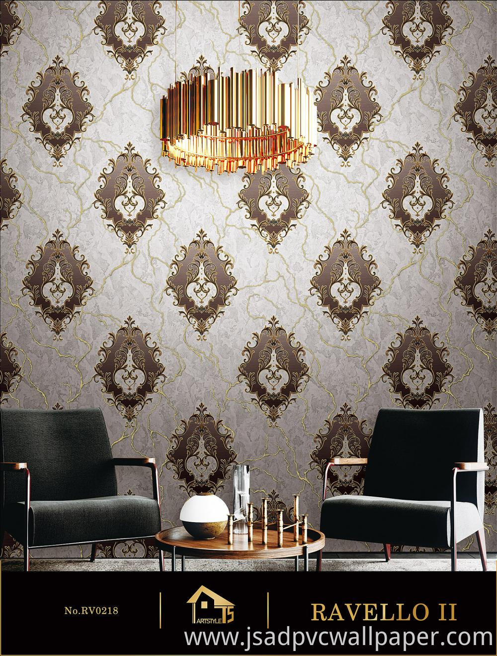 3D Damask PVC Bedroom Decor Wallpaper